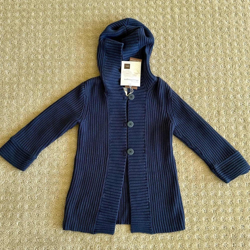 NWT Tea Collection Girls' Navy Blue Hooded
Cardigan, Size 3